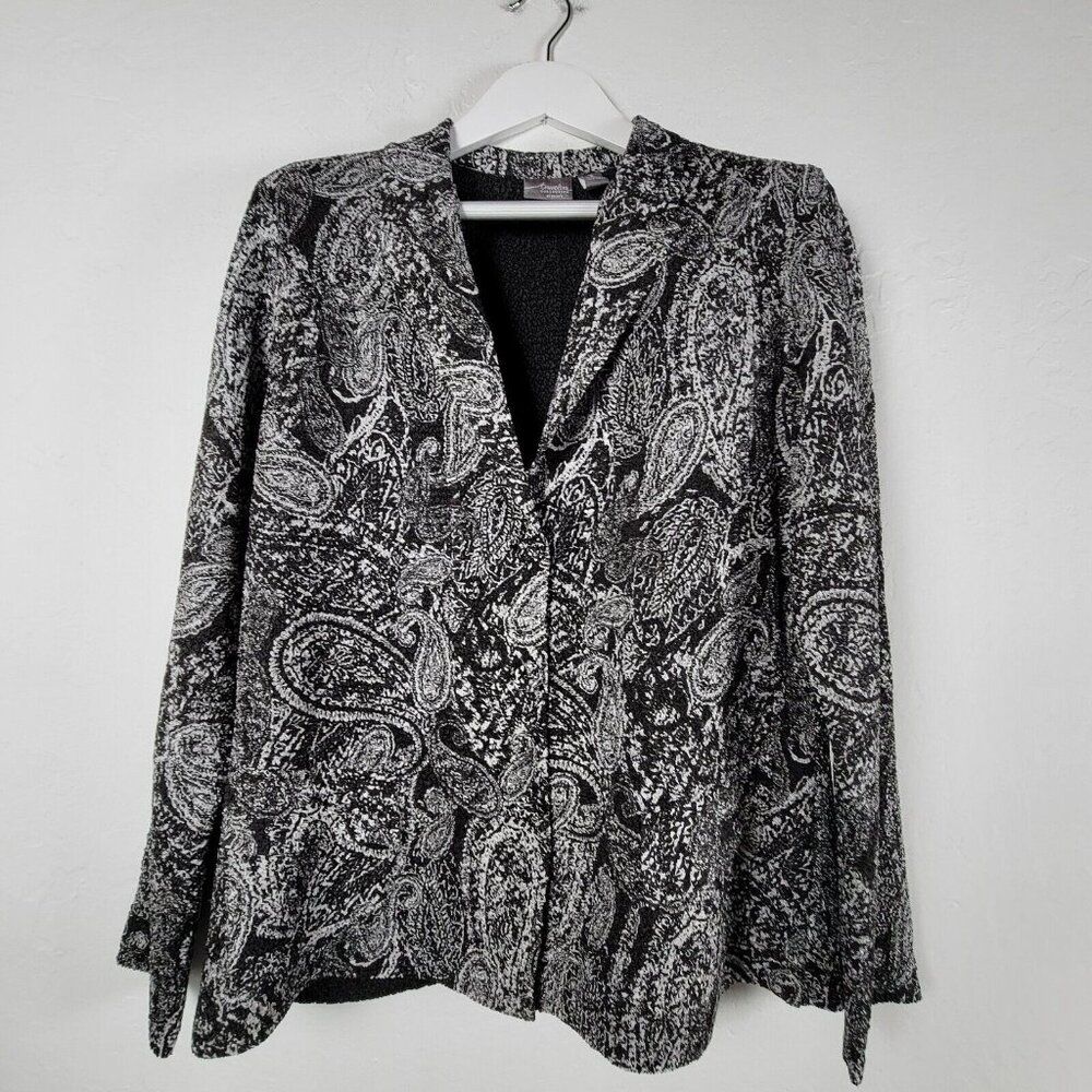 Travelers Collection By Chico's Women's Pullover Paisley Print Blouse Black 3